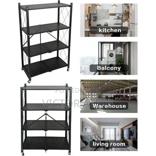 4 Tier Multifunctional Foldable Storage Rack/Shelve With Wheels,