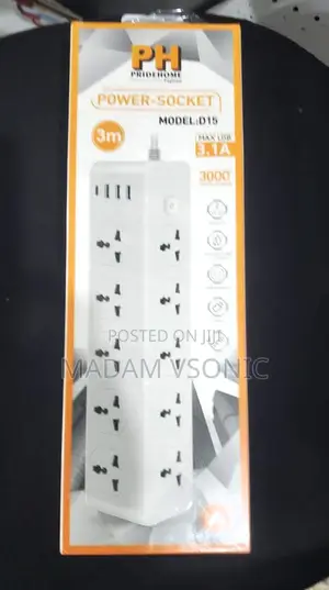 Pride Home 10 Power Sockets 3 USB Ports Surge Extension Box