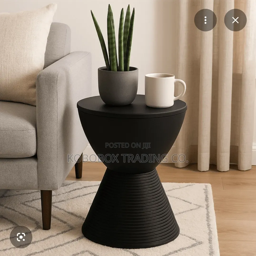 Fiberstone Side Table Hourglass Design - (Black)