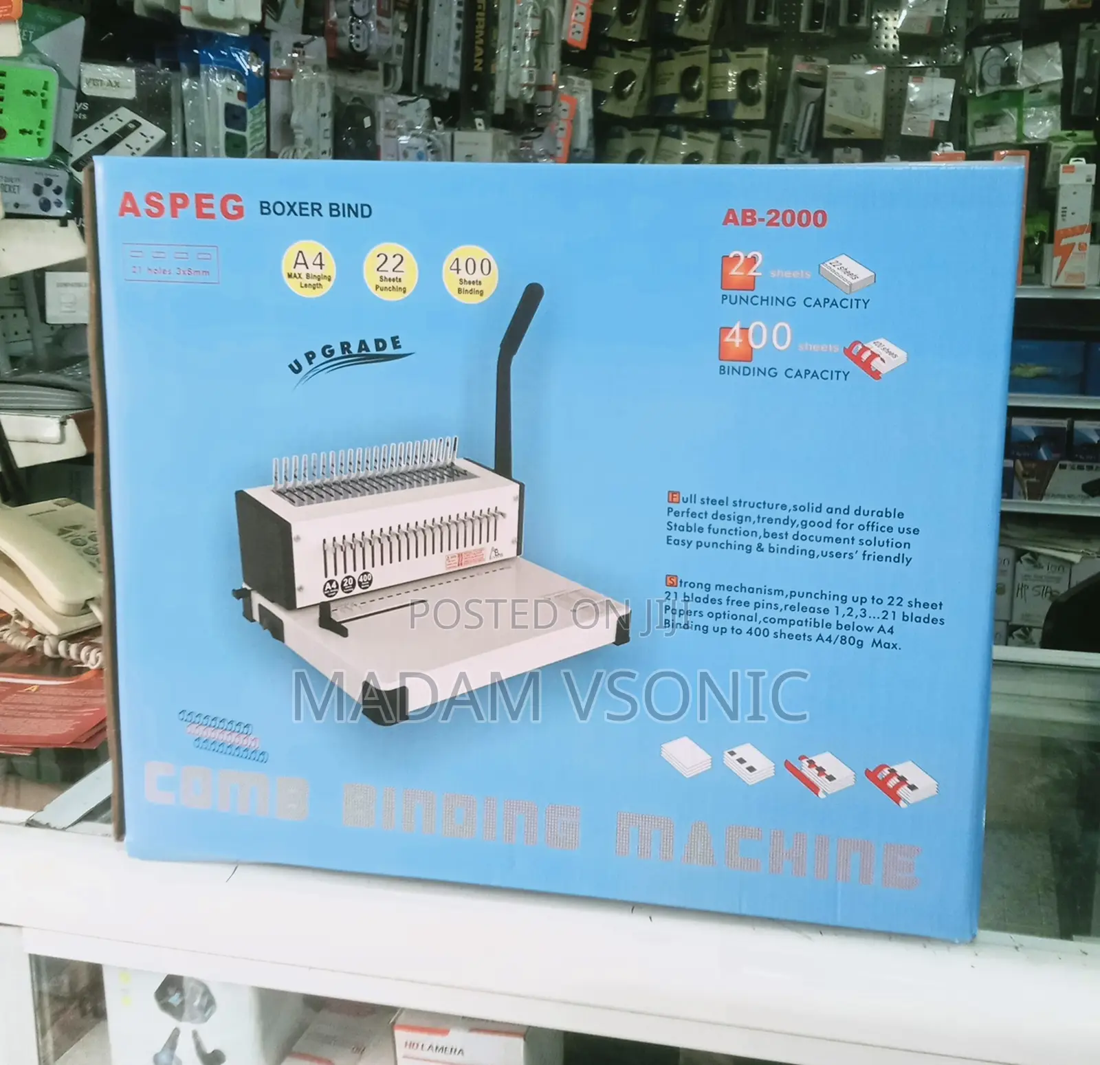 ASPEG Boxer Bind Comb Binding Machine AB-2000