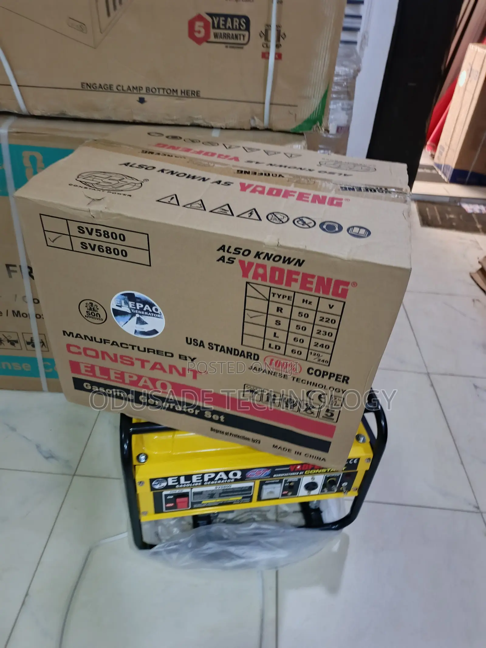 Elepaq SV6800 Gasoline Generator With Portable Frame