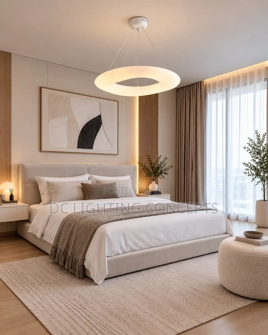 Nordic Creative White Donut Shape Pendant Chandelier for Living Room.
