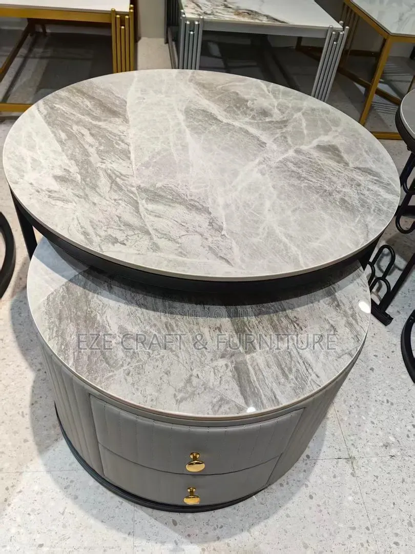 2in1 Double Drawer Marble Center Table
