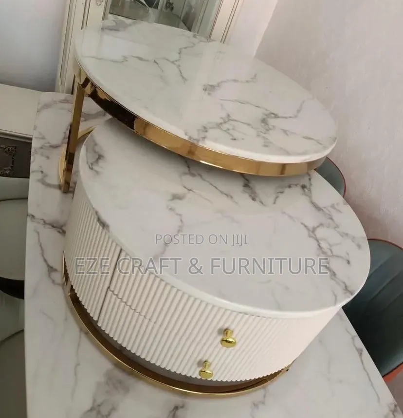 2in1 Double Drawer Marble Center Table
