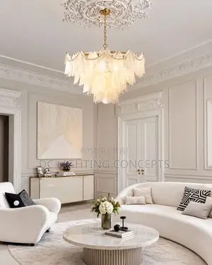 Nordic Style Simple Luxury White Cloud Glass Chandelier.