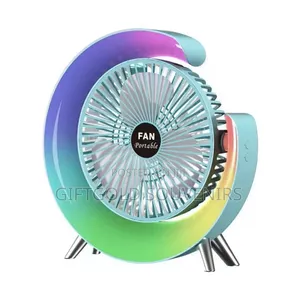 Rechargeable Colourful Light Fan, 'Avoid Heat'