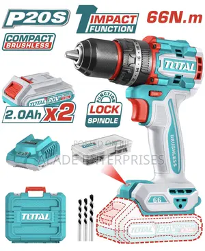 TOTAL Compact Impact Brushless Drill 66Nm