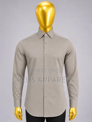 Grey Herringbone Dress Shirt