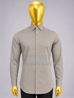 Grey Herringbone Dress Shirt