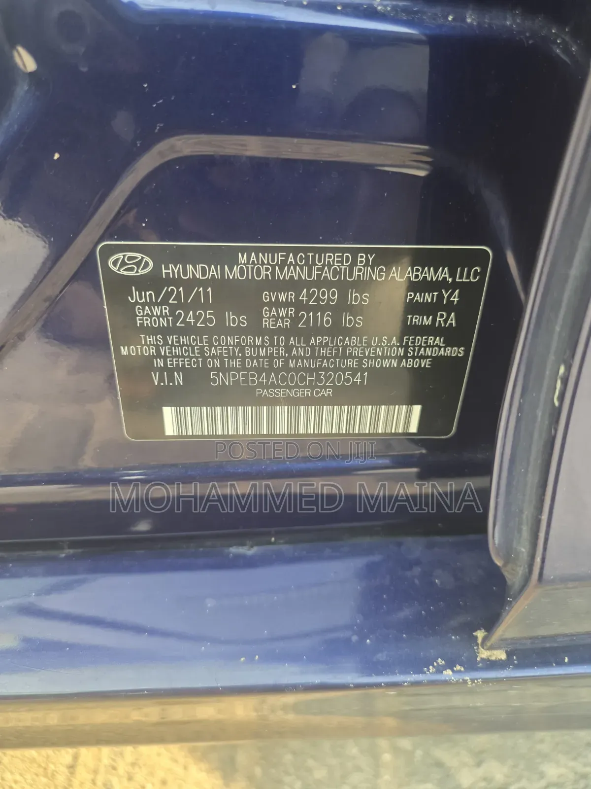 Hyundai Sonata 2012 Blue