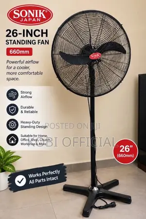 SONIK JAPAN 26-Inch(660mm) Industrial Standing Fan , Still Sharp