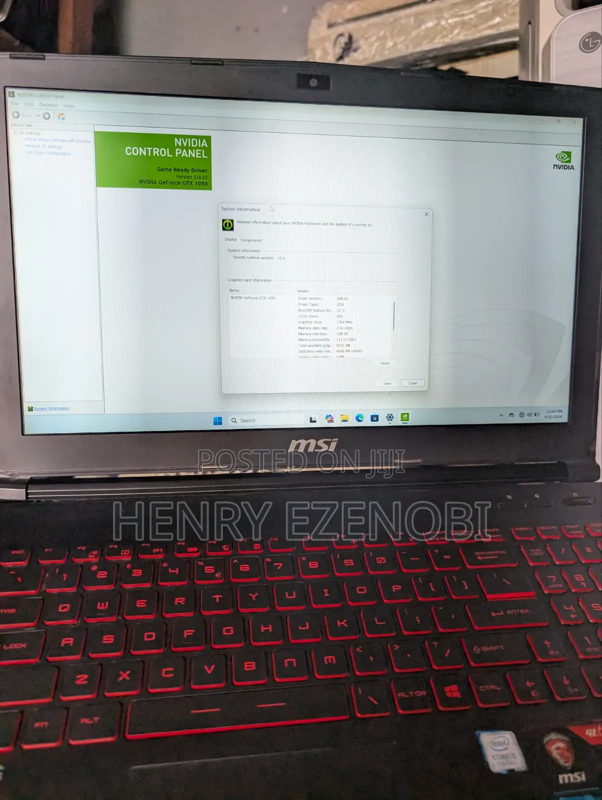 Laptop MSI GL62M 7RDX 8GB Intel Core i5 SSD 256GB