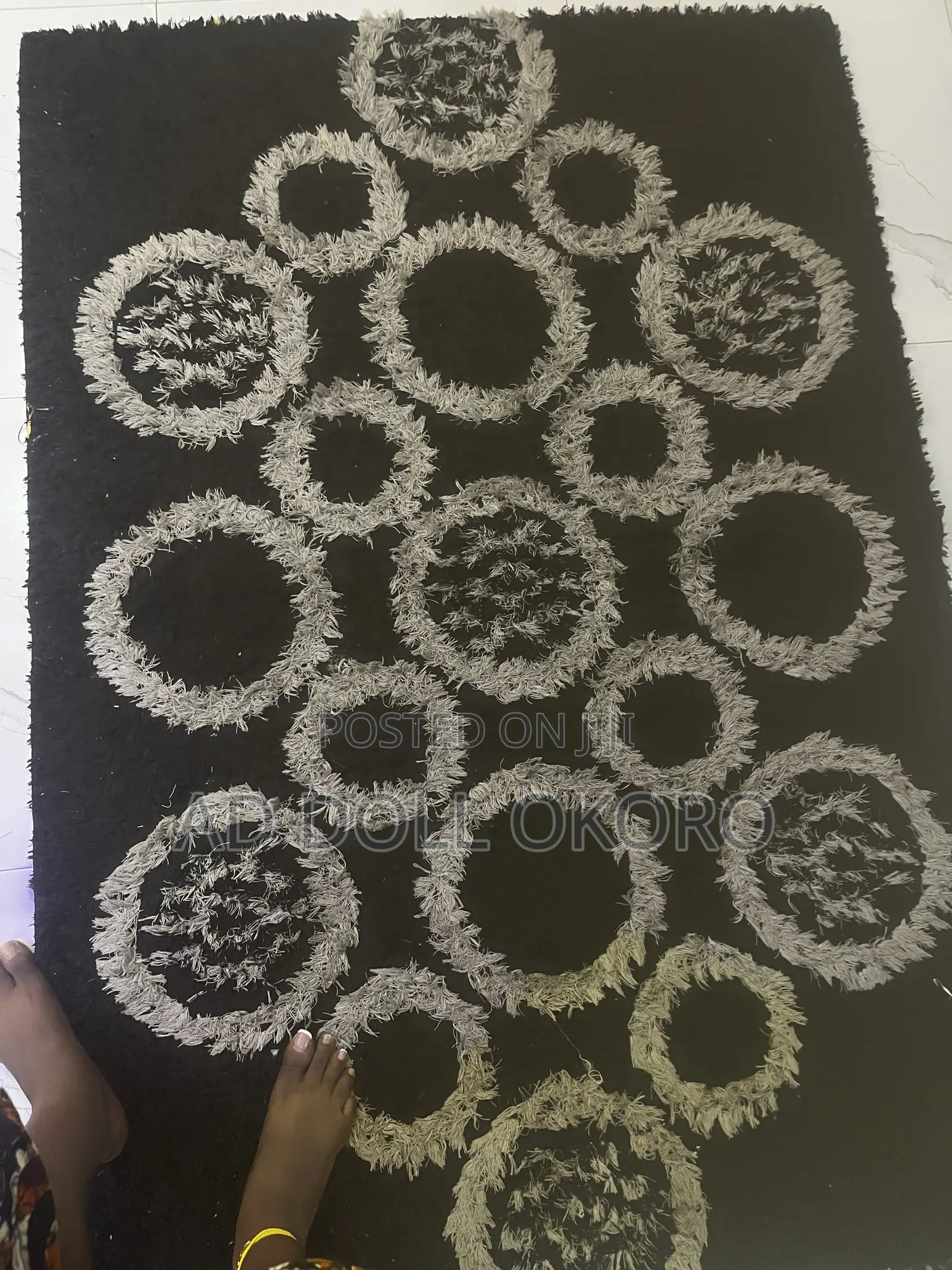 White and Black Fur Rug