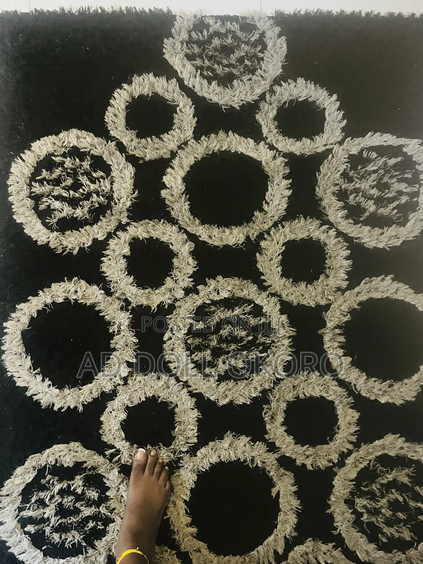 White and Black Fur Rug