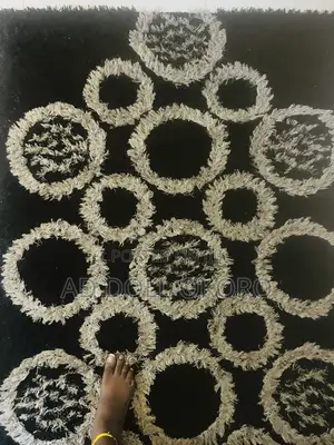 White and Black Fur Rug