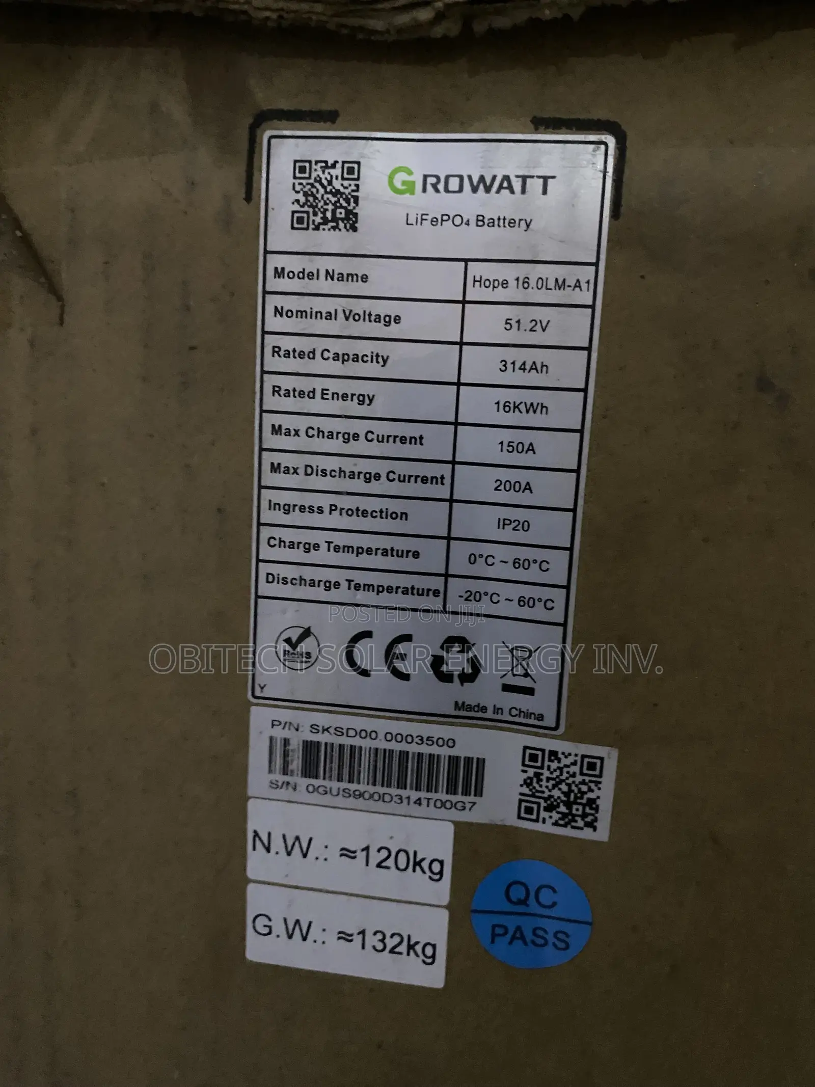 16kwh Growatt Lithium Battery