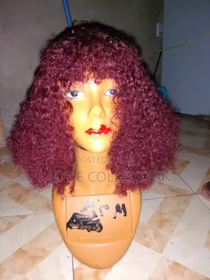 Wine Colour Curly Bouncy Wig 14inches