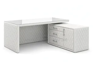 White Executive L-Shape With Diamond Leather
