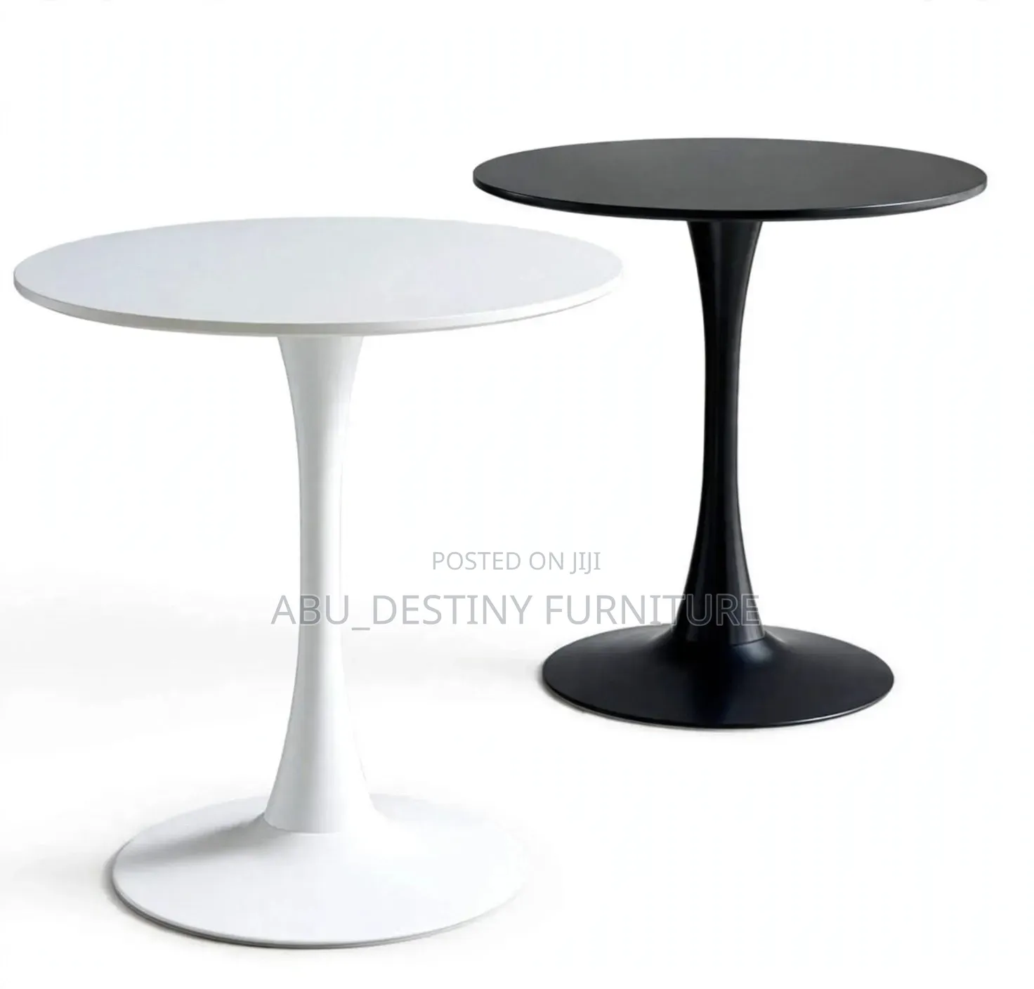Tulip Round Side Table - White and Black Pair