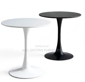 Tulip Round Side Table - White and Black Pair
