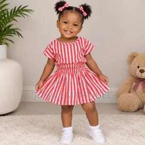 Red & White Striped Two-Piece Skirt Set
