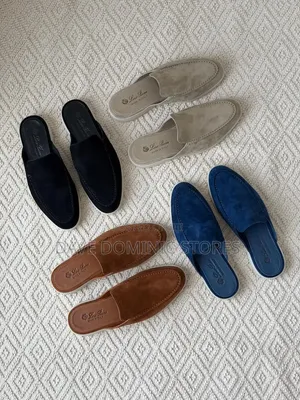 Loro Piana Summer Walk Slip-on Suede Royal Blue Loaf Mules