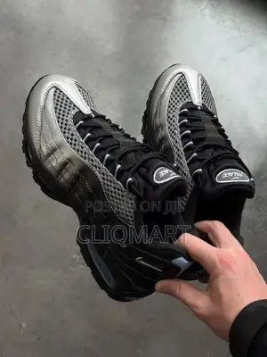 Palace X Nike Air Max 95 Metallic Silver & Charcoal Sneakers