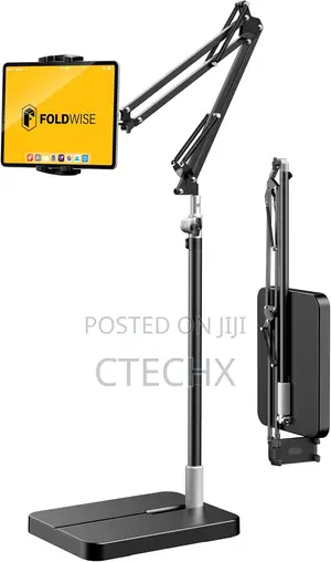 Foldable iPad & Tablet Floor Stand for Bed, Sturdy 11lb Metal Base