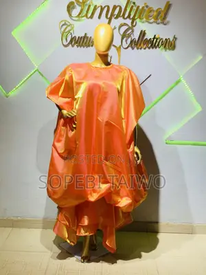 Elegant Orange Satin Gown for Women – Luxury Occasion Wear