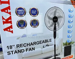 Akai 18" Strong Wind Solar Rechargeable Standing Fan With Solar Panel