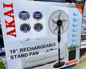 Akai 18" Strong Wind Solar Rechargeable Standing Fan With Solar Panel