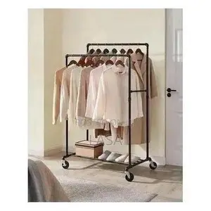 Double-Rail Rolling Clothes Rack