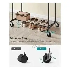 Double-Rail Rolling Clothes Rack