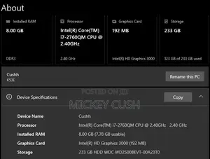 Laptop Asus K53E 8GB Intel Core i7 HDD 250GB