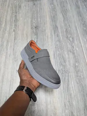 Hugo Boss Men's Leather Loafers in Grey and Orange