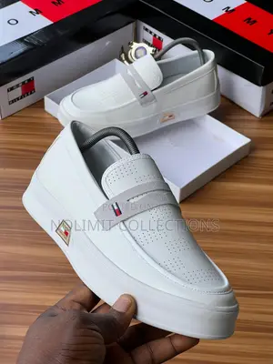 Tommy Hilfiger Men's White Slip on Loafers