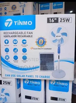 Tinmo 16" 25W Solar Rechargeable Standing Fan With Free Solar Panel