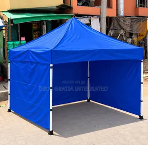 Blue 10 by 10 Feet Foldable Canopy Gazebo Tent With 3 Side Covers