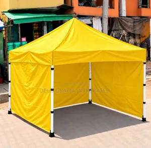 Yellow 10 by 10 Feet Foldable Canopy Gazebo Tent With 3 Side Covers