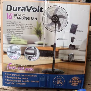 DuraVolt 16inches Solar Rechargeable Standing Fan