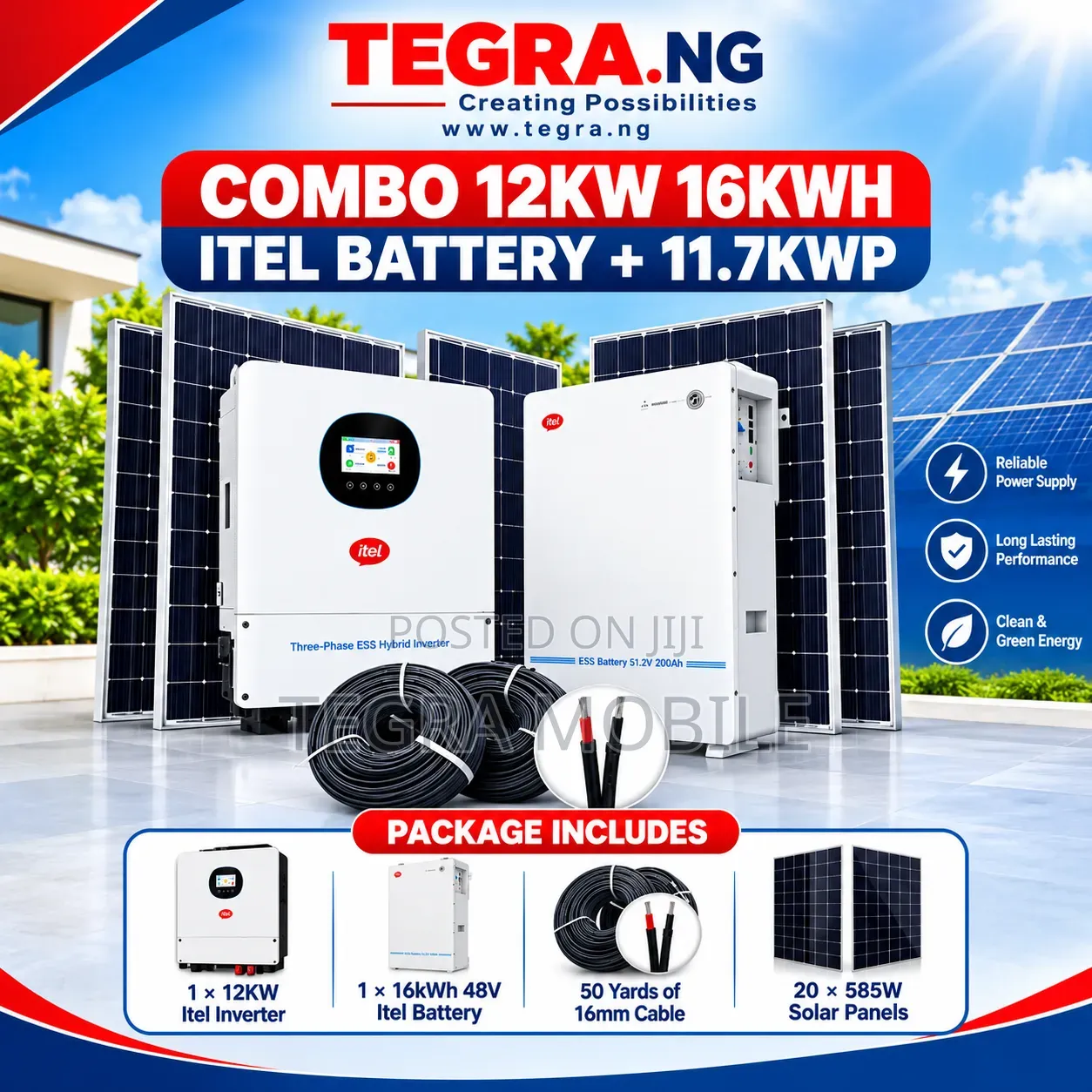 Combo 12kw 16kwh Itel Battery + 11.7kwp
