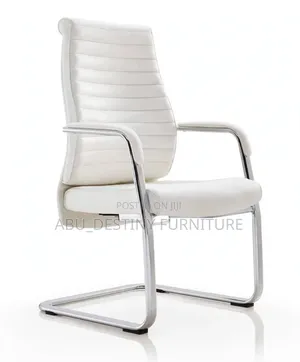 Premium Visitor Chair - White Leather Chrome Sled - Luxury