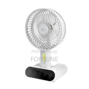 DP Rechargeable Table Fan With Torch Light - 8 Hours Battery