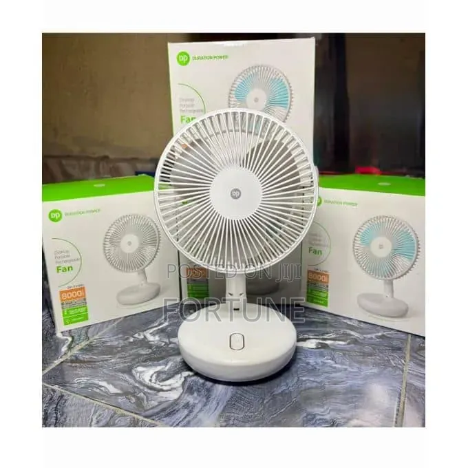 DP Rechargeable Table Fan With Torch Light - 8 Hours Battery