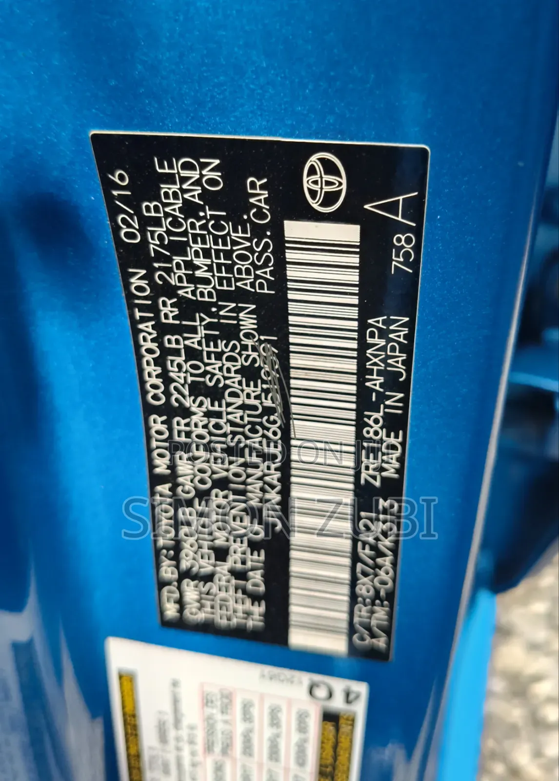 Scion iM Base 2016 Blue