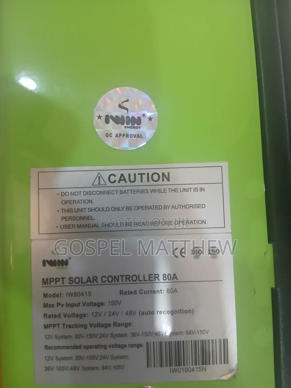 Iwin Charge Controller80A