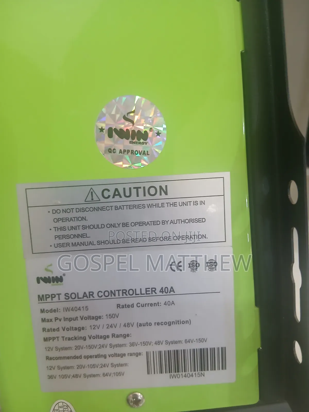 Iwin Charge Controller40A