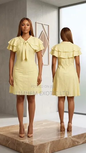 Butter Yellow Eyelet Schiffli a-Line Mini Dress