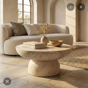 Round Coffee Table Travertine Finish