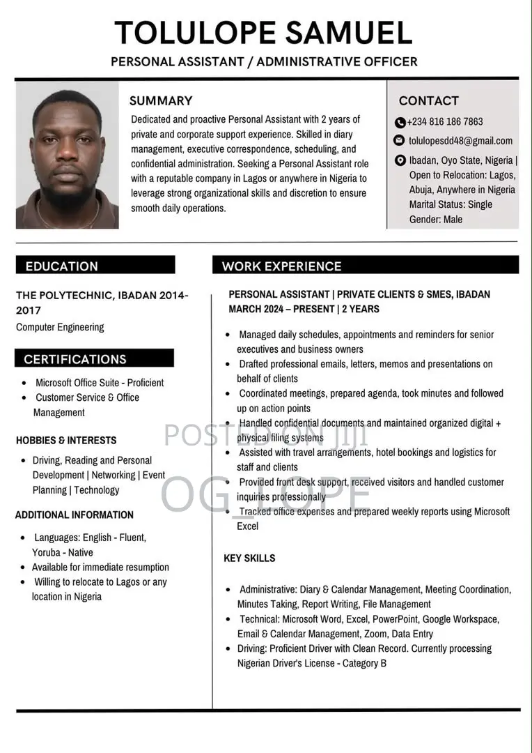 Driver CV Am Very Good at It